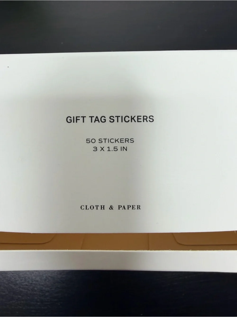 Cloth & Paper Gift Tag Stickers roll of 50 white stickers 3x1.5”
